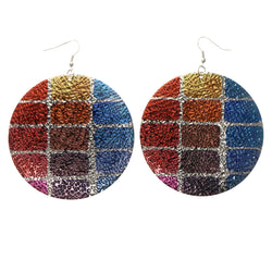 Colorful & Silver-Tone Colored Metal Dangle-Earrings #LQE3614