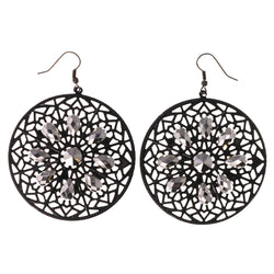 Black & Silver-Tone Colored Metal Dangle-Earrings With Bead Accents #LQE3619