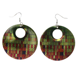 Green & Red Colored Metal Dangle-Earrings #LQE3621