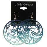 Flower Ombre Dangle-Earrings Blue & Silver-Tone Colored #LQE3622