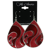 Red & Silver-Tone Colored Metal Dangle-Earrings #LQE3626