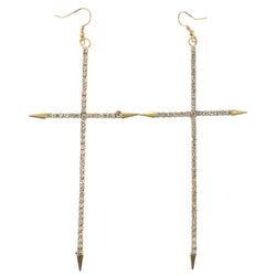 Silver-Tone & Gold-Tone Metal Dangle-Earrings Crystal Accents