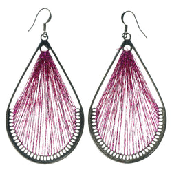 Purple & Bronze-Tone Colored Metal Dangle-Earrings #LQE3630