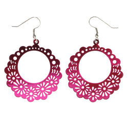 Flower Ombre Dangle-Earrings Pink & Silver-Tone Colored #LQE3632