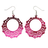 Flower Ombre Dangle-Earrings Pink & Silver-Tone Colored #LQE3632