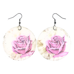 Rose Dangle-Earrings White & Pink Colored #LQE3634