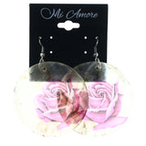 Rose Dangle-Earrings White & Pink Colored #LQE3634