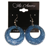 Blue & Silver-Tone Colored Metal Dangle-Earrings #LQE3638