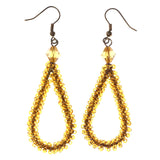 Yellow & Gold-Tone Colored Acrylic Dangle-Earrings With Bead Accents #LQE3645