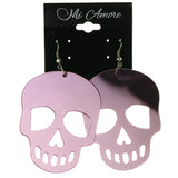 Skull Reversable Mirrored Dangle-Earrings Purple & Silver-Tone Colored #LQE3647