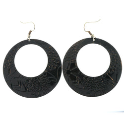 Black & Silver-Tone Metal Dangle-Earrings