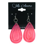 Pink & Silver-Tone Colored Shell Dangle-Earrings #LQE3656