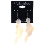 Fish Dangle-Earrings White & Silver-Tone Colored #LQE3658