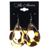 Cheetah Dangle-Earrings With Crystal Accents Orange & Black Colored #LQE3659