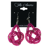 Pink & Gold-Tone Colored Acrylic Dangle-Earrings With Bead Accents #LQE3662