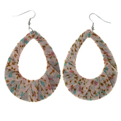 Pink & Silver-Tone Colored Fabric Dangle-Earrings #LQE3664