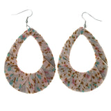 Pink & Silver-Tone Colored Fabric Dangle-Earrings #LQE3664