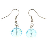 Blue & Silver-Tone Colored Acrylic Dangle-Earrings With Bead Accents #LQE3667