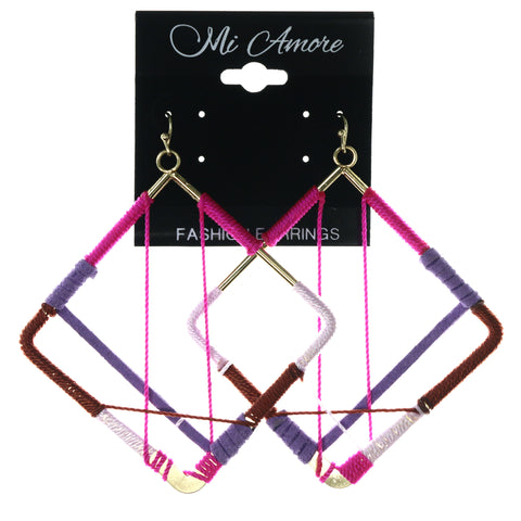 String Dangle-Earrings Pink & Purple Colored #LQE3670