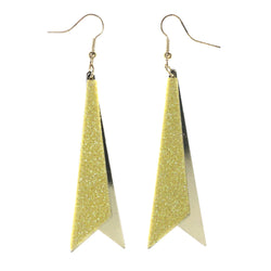 Glitter Sparkle Dangle-Earrings Yellow & Gold-Tone Colored #LQE3675