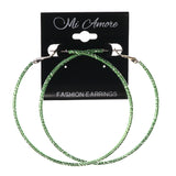 Green & Silver-Tone Colored Metal Hoop-Earrings #LQE3679