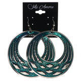 Green & Silver-Tone Colored Metal Dangle-Earrings #LQE3680