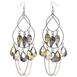 Leaf Dangle-Earrings Silver-Tone & Gold-Tone Colored #LQE3685