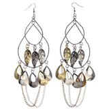 Leaf Dangle-Earrings Silver-Tone & Gold-Tone Colored #LQE3685