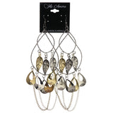 Leaf Dangle-Earrings Silver-Tone & Gold-Tone Colored #LQE3685