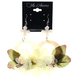 Cross Flower Dangle-Earrings White & Green Colored #LQE3688
