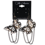 Butterfly Dangle-Earrings Bronze-Tone Color  #LQE3689