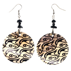 Black & White Colored Shell Dangle-Earrings With Bead Accents #LQE3695