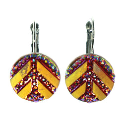 AB Finish Dangle-Earrings With Crystal Accents Red & Yellow Colored #LQE3698