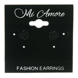 Rose Stud-Earrings Black & Silver-Tone Colored #LQE3699
