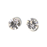 Silver-Tone Metal Stud-Earrings With Crystal Accents #LQE3700
