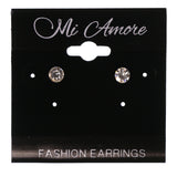 Silver-Tone Metal Stud-Earrings With Crystal Accents #LQE3700