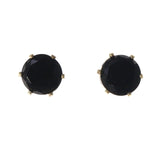 Black & Silver-Tone Colored Metal Stud-Earrings With Crystal Accents #LQE3703