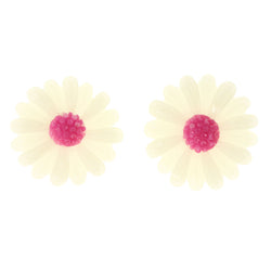Flower Stud-Earrings White & Pink Colored #LQE3705