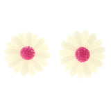 Flower Stud-Earrings White & Pink Colored #LQE3705