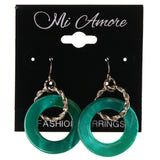 Green & Silver-Tone Colored Shell Dangle-Earrings #LQE3709