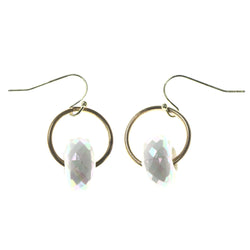 AB Finish Dangle-Earrings With Bead Accents Gold-Tone & White Colored #LQE3713