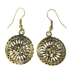 Flower Dangle-Earrings Gold-Tone Color  #LQE3717