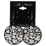 Heart Bow Dangle-Earrings White & Black Colored #LQE3720
