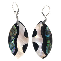 White & Black Colored Shell Dangle-Earrings #LQE3721