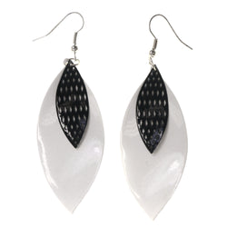 White & Black Colored Metal Dangle-Earrings #LQE3726