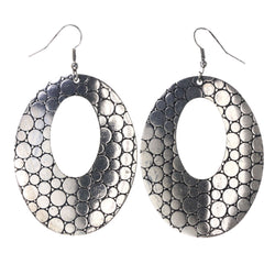 Silver-Tone & Black Colored Metal Dangle-Earrings #LQE3731