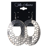 Silver-Tone & Black Colored Metal Dangle-Earrings #LQE3731