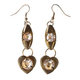 Heart Dangle-Earrings With Bead Accents Gold-Tone & Clear Colored #LQE3735
