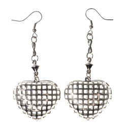 Heart Dangle-Earrings Silver-Tone Color  #LQE3736