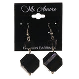 Black & Silver-Tone Colored Metal Dangle-Earrings With Bead Accents #LQE3737